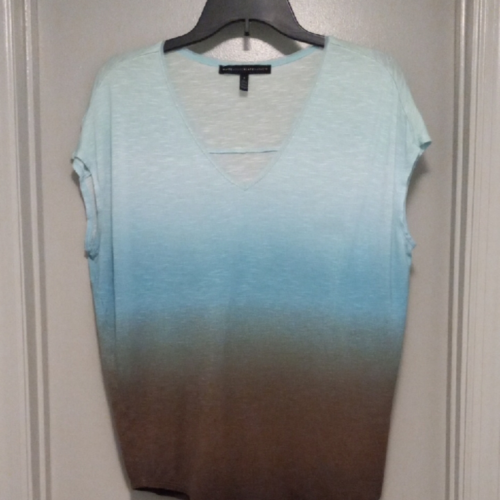 White House Black Market Relaxed Cap Sleeve T-Shirt Green and Blue